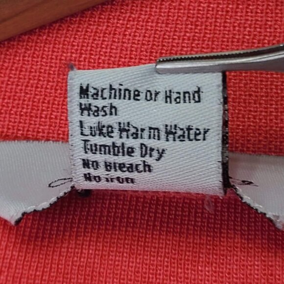 Ming Wang Womens XL Pink Coral Open Front Cardigan Sweater w/ Black Trim - Picture 3 of 9